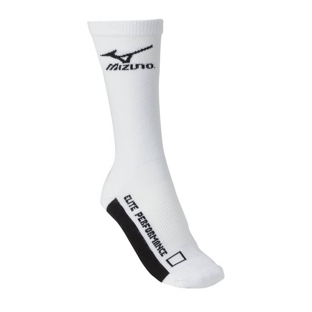 Mens Mizuno Crew Volleyball Socks White/Black Philippines (ELVIRO702)